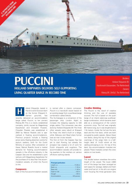 2009 December Holland Shipbuilding Wagenborg Puccini - De Hoop
