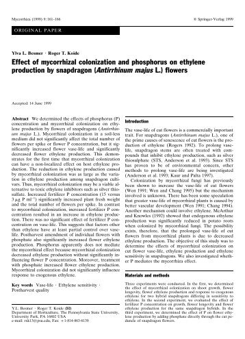 Effect of mycorrhizal colonization and phosphorus ... - Plant Science