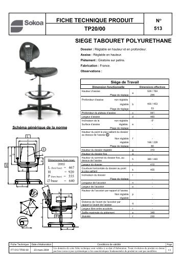 Voir Fiche technique du siÃ¨ge - Idaca 6