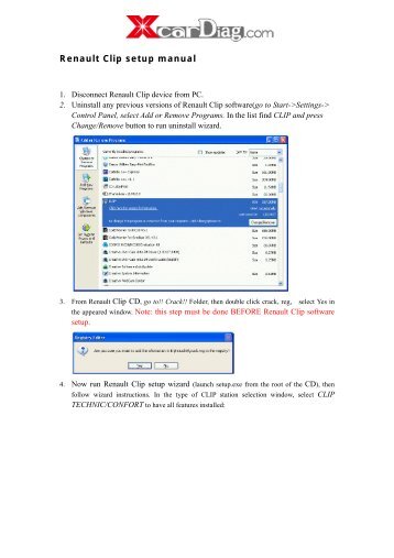 Renault Clip setup manual - Xcardiag.com