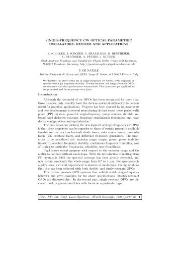 SINGLE-FREQUENCY CW OPTICAL PARAMETRIC OSCILLATORS ...