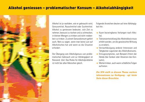 Broschüre 'Alkohol und Gesundheit