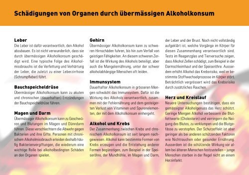 Broschüre 'Alkohol und Gesundheit