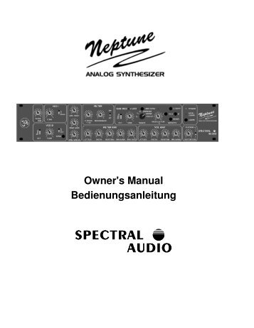 Owner's Manual Bedienungsanleitung - Spectral Audio