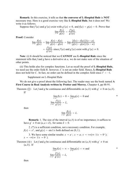 The Real And Complex Number Systems