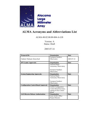 ALMA Acronyms and Abbreviations List - csrg