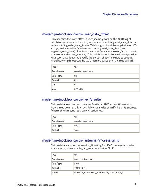 INfinity 510 Protocol Reference Guide - Sirit