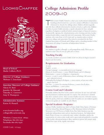 College Admission Profile 2009â10 - The Loomis Chaffee School