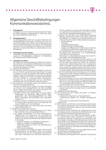 Allgemeine Geschäftsbedingungen Kommunikationsverzeichnis.