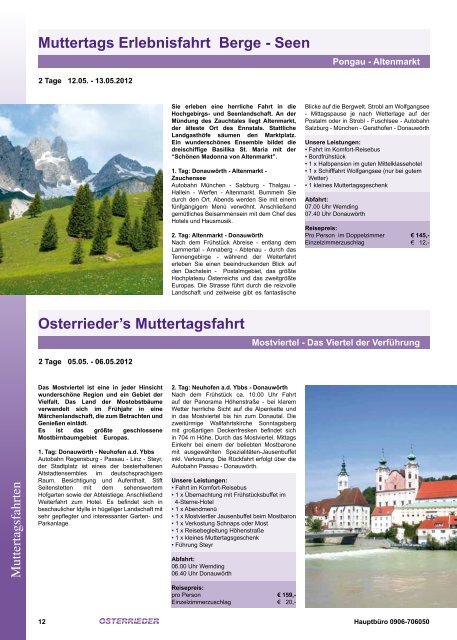 Jahreskatalog 2012 - Osterrieder Reisen