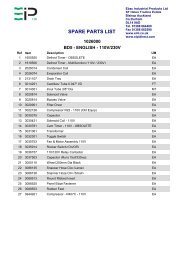 Create Spares List - Ebac Industrial Products Limited