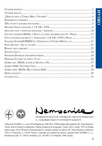 ÄÃ­slo 5 - VÅ¡eobecnÃ¡ fakultnÃ­ nemocnice v Praze