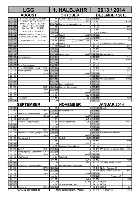 LGG 1. HALBJAHR 2013 / 2014