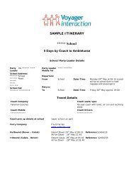 Voyager Interaction Sample Itinerary - School Travel