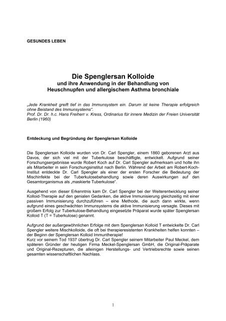 Die Spenglersan Kolloide - Meckel-Spenglersan GmbH