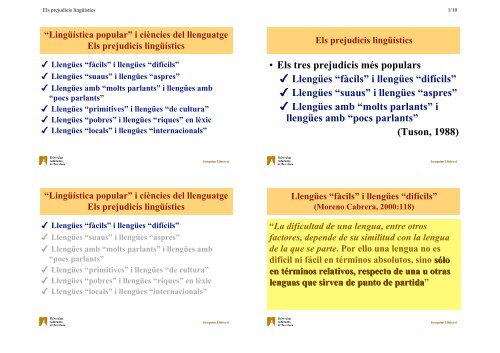 âLingÃ¼Ã­stica popularâ i ciÃ¨ncies del llenguatge: els prejudicis lingÃ¼Ã­stics