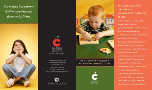 Dan L. Duncan Children's Neurodevelopmental Clinic Brochure