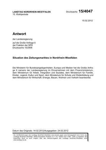 Antwort - SPD-Landtagsfraktion NRW