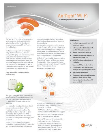 AirTight Wi-FiÃ¢Â„Â¢ is a cost effective, secure and ... - AirTight Networks