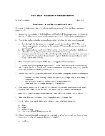 principles of macroeconomics chapter 1 exam Economics is traditionally divided into two parts: microeconomics and macroeconomics the main purpose of this course is to introduce you to the principles of macroeconomics. principles of macroeconomics chapter 1 exam Economics is traditionally divided into two parts: microeconomics and macroeconomics the main purpose of this course is to introduce you to the principles of macroeconomics.