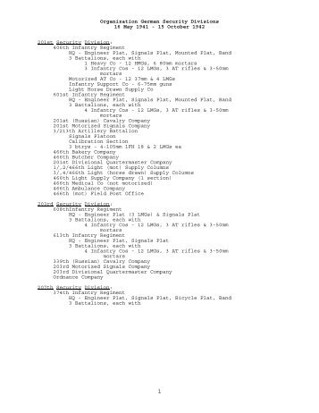 Organization of German Security Divisions, 16 May 1941 to ... - CGSC