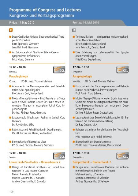 Congress Programme Kongressprogramm - ORTHOPÃ„DIE + REHA ...