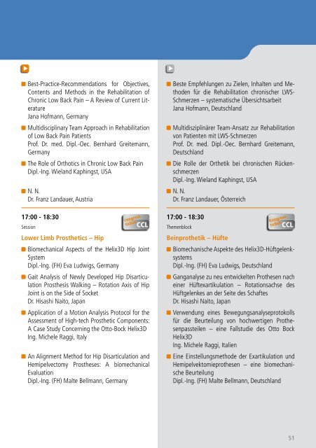 Congress Programme Kongressprogramm - ORTHOPÃ„DIE + REHA ...