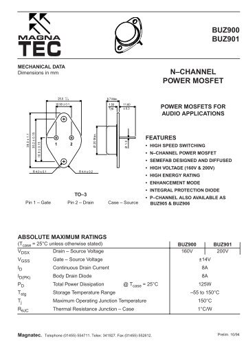 BUZ900 BUZ901 NâCHANNEL POWER MOSFET - Soemtron.org