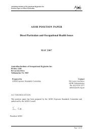 AIOH POSITION PAPER Diesel Particulate and ... - the AIOH