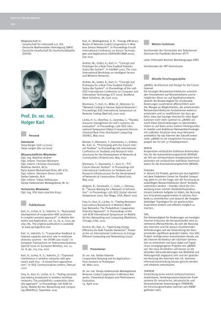 Jahresbericht 2010 - Institut fÃ¼r Mathematik - UniversitÃ¤t Paderborn