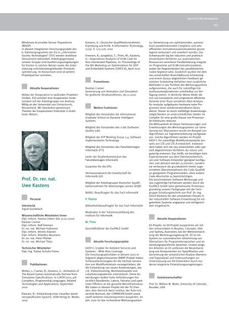 Jahresbericht 2010 - Institut fÃ¼r Mathematik - UniversitÃ¤t Paderborn