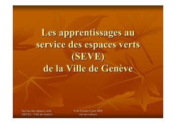 (SEVE) de la Ville de GenÃ¨ve - CitÃ© des mÃ©tiers