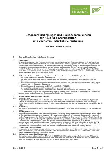 Besondere Bedingungen und ... - NV Versicherung