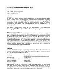 Jahresbericht des PrÃ¤sidenten 2012 - FC Hasle-RÃ¼egsau