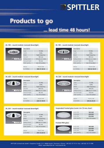 DL 185 â€“ round modular recessed downlight DL 220 â€“ round - Spittler