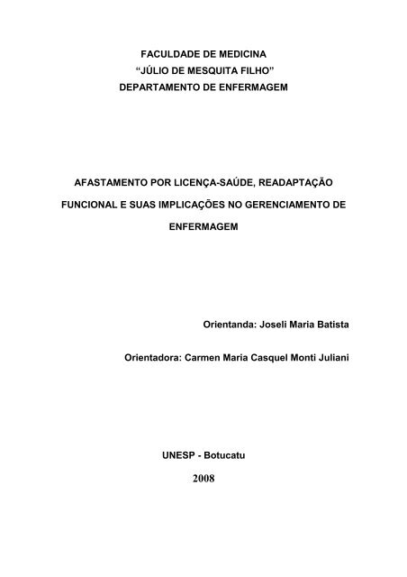 FACULDADE DE MEDICINA “JÚLIO DE MESQUITA FILHO ... - Unesp