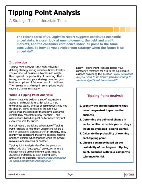 Tipping Point Analysis: A Strategic Tool in Uncertain Times - Fortna