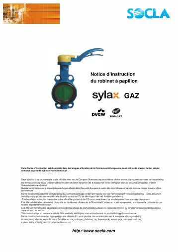 Vanne papillon Sylax Gaz - SOCLA