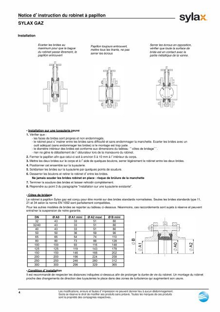 Vanne papillon Sylax Gaz - SOCLA