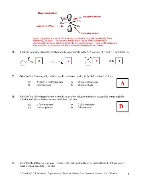 2010 che 230 exam 3 solutions - Department of Chemistry - Illinois ...