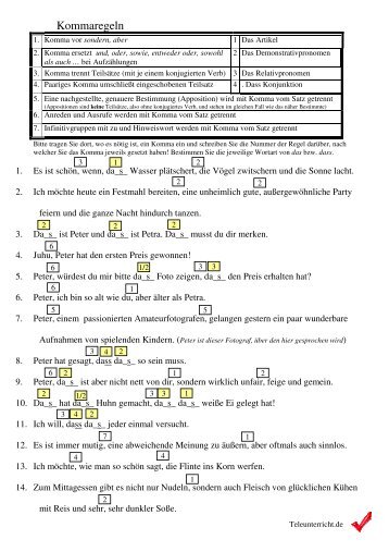 Kommaregeln - Teleunterricht