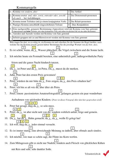 Kommaregeln - Teleunterricht