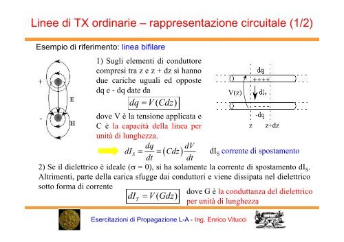 Linee di trasmissione ordinarie - circuito equivalente e parametri ...