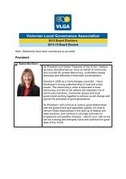 2013 VLGA Board Elections - Victorian Local Governance Association