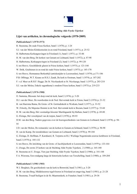 chronologische index - Stichting Alde Fryske Tsjerken