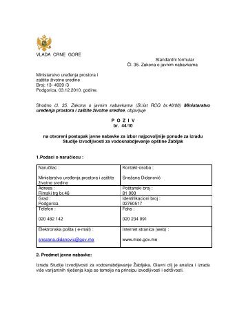 Postupak javne nabavke 44/10