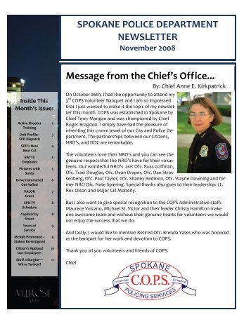 Message from the Chief's Office... SPOKANE POLICE ...