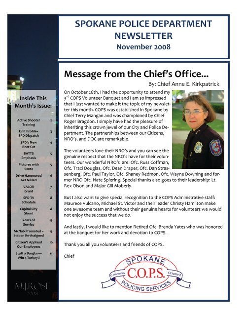 Message From The Chiefs Office Spokane Police