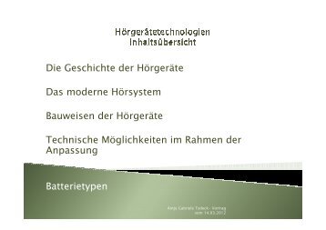 Hörgerätetechnologien Vortrag- Kurzfassung - Spital Einsiedeln