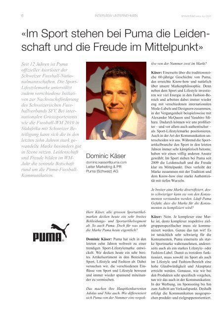 Puma (Schweiz) - SPONSORING EXTRA NEWS